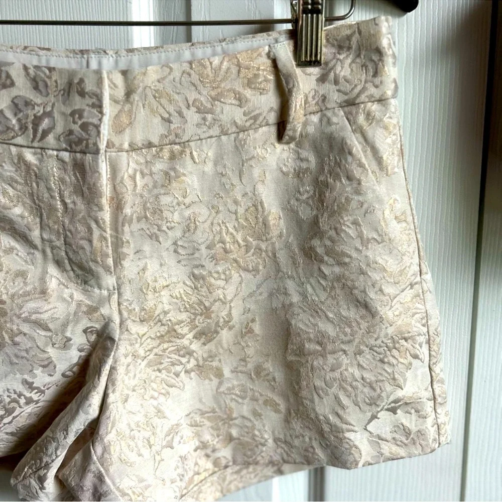 Lauren Conrad cream & gold shiny brocade floral print shorts - Picture 3 of 7